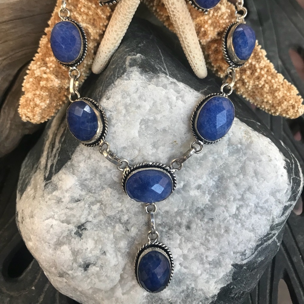 Sapphire 925 Necklace & Earring Set